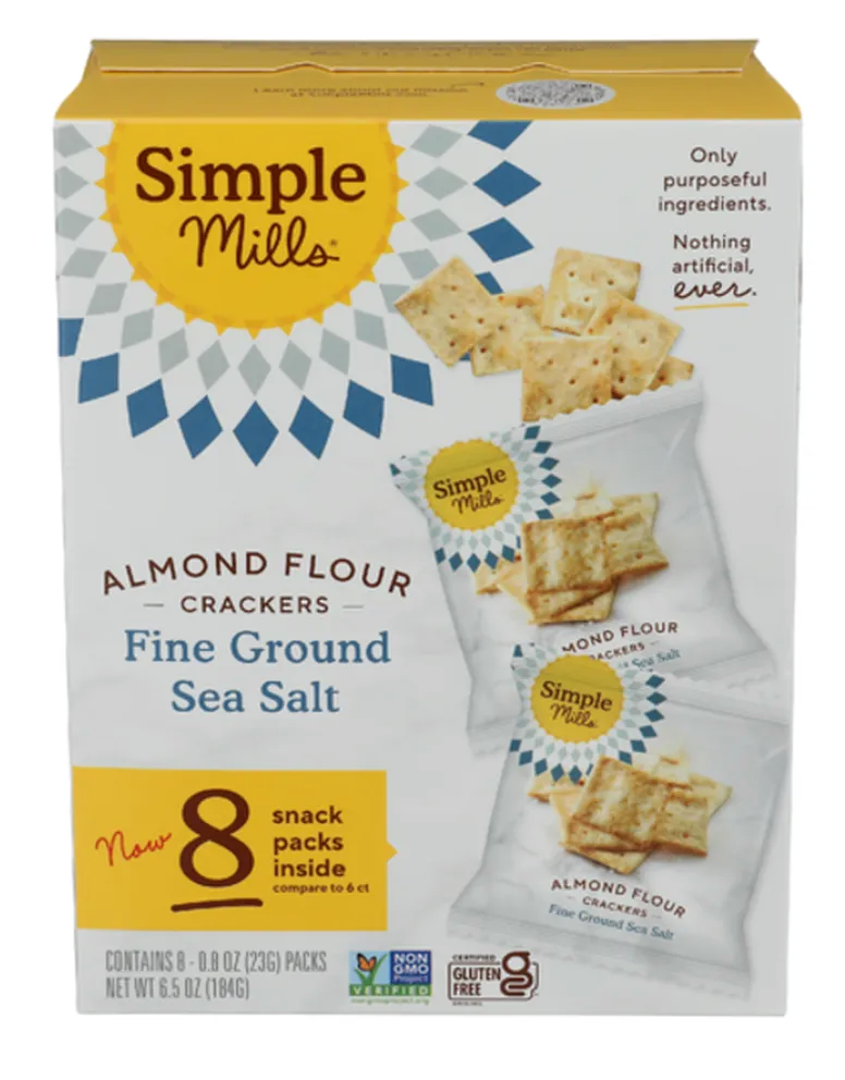 Simple Mills Fine Ground Sea Salt Almond Flour Crackers 8 Pack - expired 05/24/2026