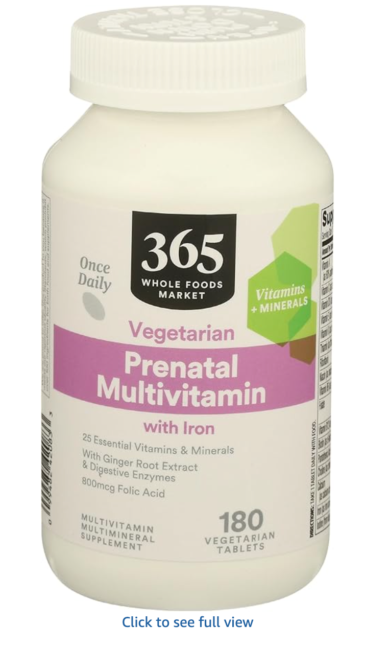 365 by Whole Foods Market, Prenatal Multivitamin with Iron, Vegetarian, 90 Count - expires 06/2026