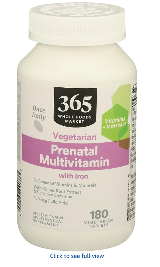 365 by Whole Foods Market, Prenatal Multivitamin with Iron, Vegetarian, 90 Count - expires 06/2026
