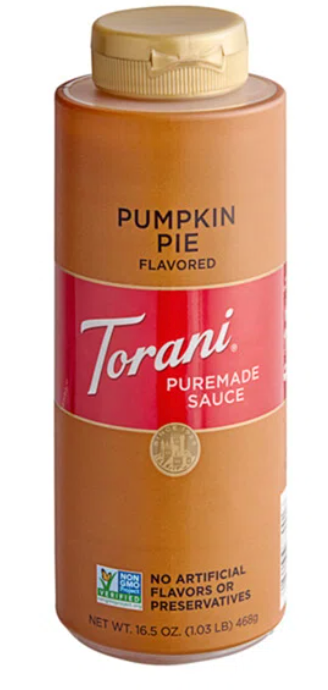 Torani Puremade Pumpkin Pie Sauce 16.5 oz. Squeeze Bottle - expires May 15 2026