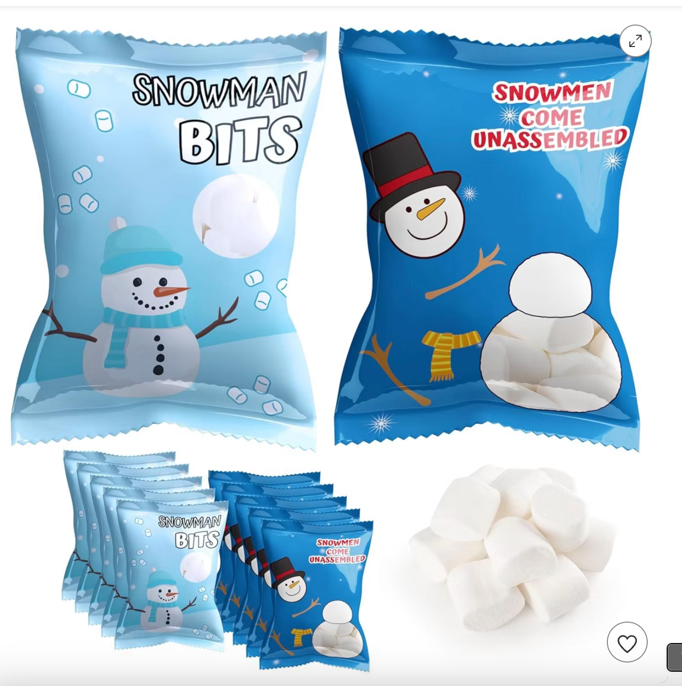 4E's Novelty 24 Packets Mini Marshmallows - Individually Wrapped Marshmallows Packets for Hot Chocolate, Marshmallows Cocoa Topper & Stocking Stuffers