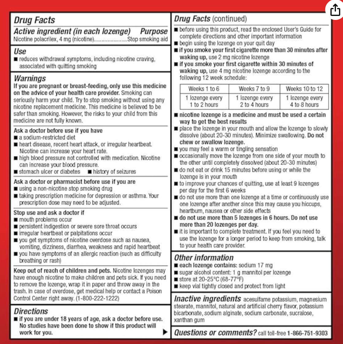 Amazon Basic Care Nicotine Polacrilex Lozenge 4 mg, Cherry Flavor, Stop Smoking Aid, 168 Count - expires 11/2026
