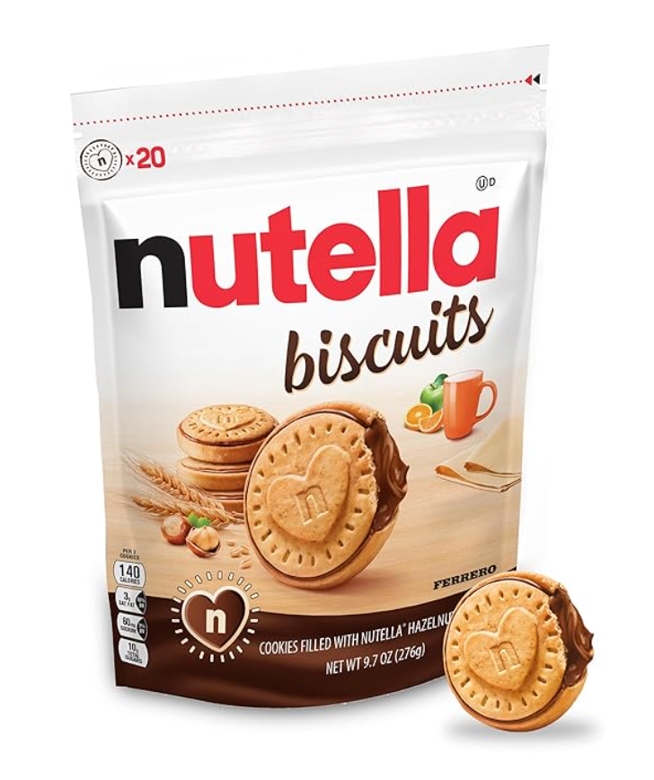 Nutella Biscuits Cookies Filled with Nutella Hazelnut Spread, Sweet Snack Pack, 9.7 oz - expires Jan 07 2026