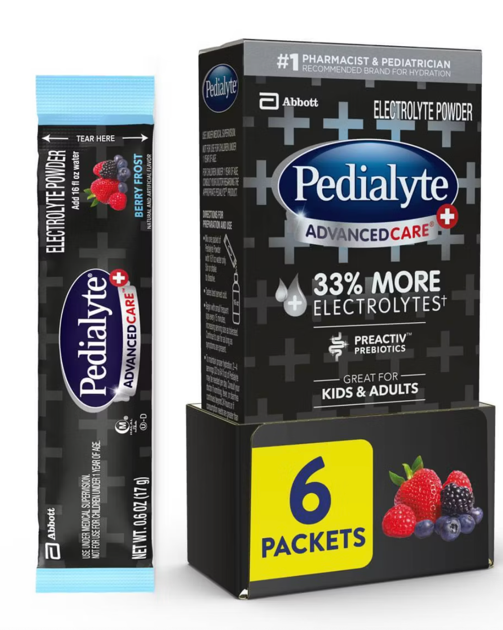 Pedialyte AdvancedCare Plus Electrolyte Powder - Berry Frost - 6ct/3.6oz - expires July 01 2026