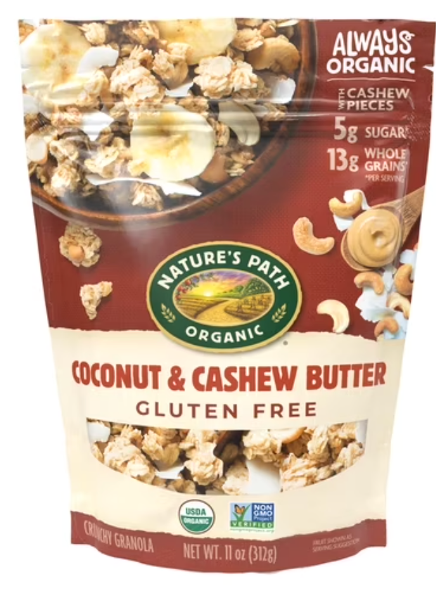Nature's Path Organic Granola, Coconut & Cashew Butter, 11oz Pouch - expires July 20 2026