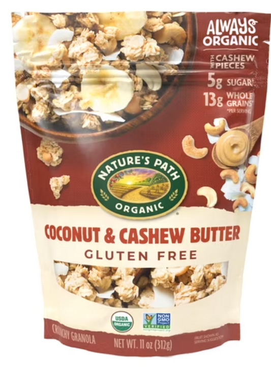 Nature's Path Organic Granola, Coconut & Cashew Butter, 11oz Pouch - expires July 20 2026