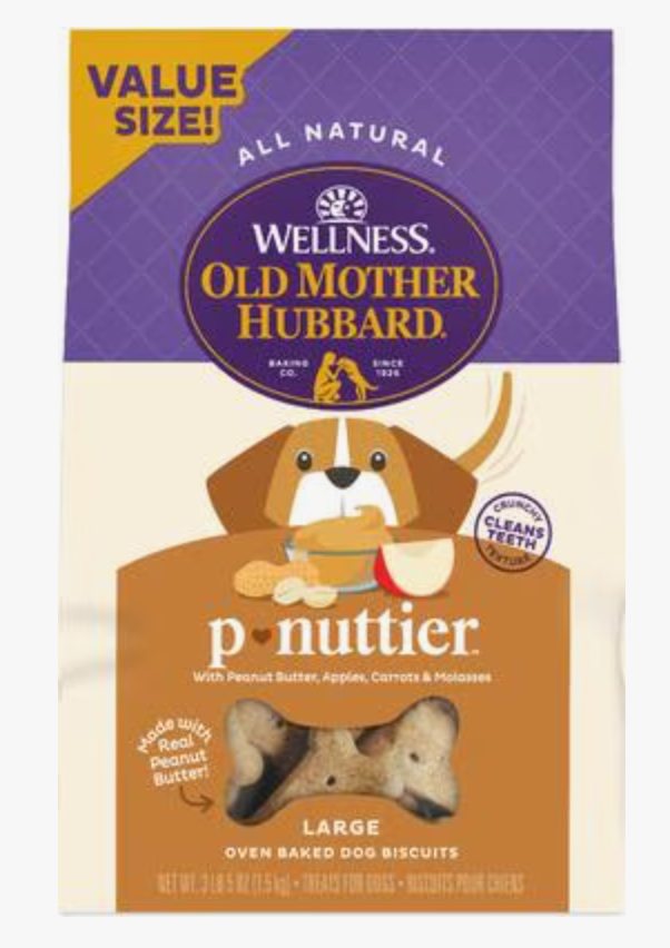 Old Mother Hubbard by Wellness Classic P-Nuttier Natural Large Oven-Baked Biscuits Dog Treats, 3.3-lb bag
