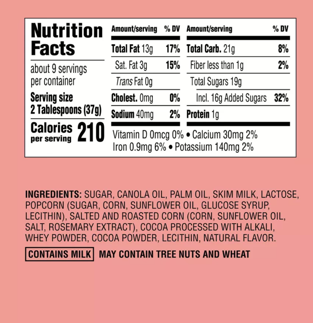 Cocoa and Popcorn Sweet Spread with Popcorn Pieces - 11.28oz - Favorite Day - expired march 18 2026