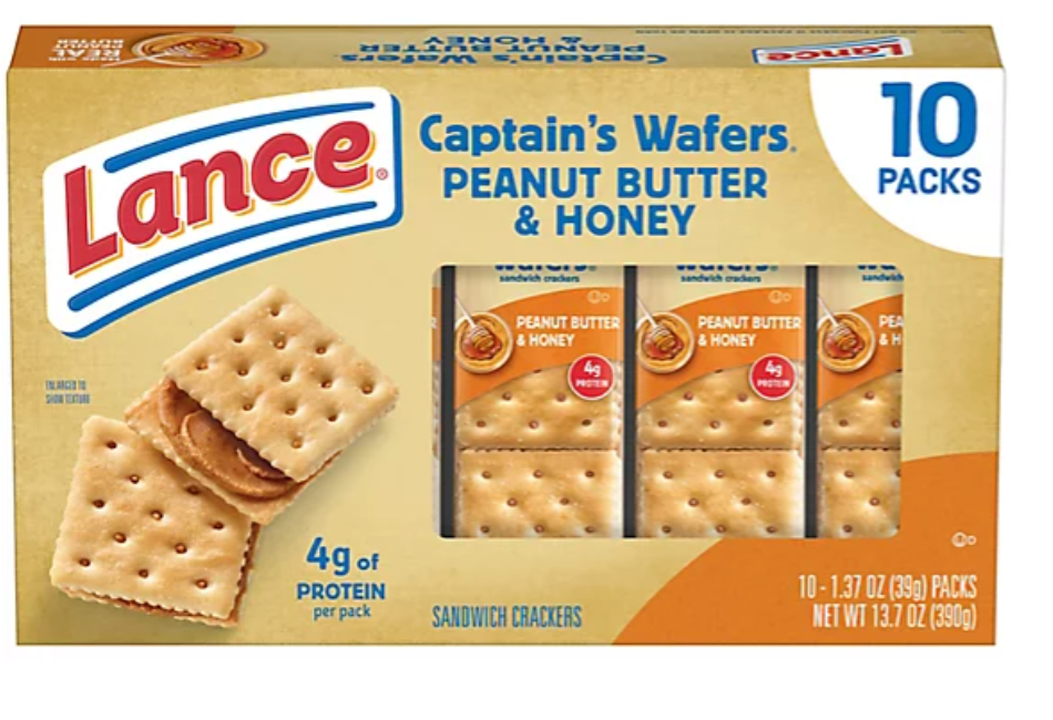 Lance Captain's Wafers Peanut Butter and Honey Sandwich Crackers Multipack - 10-1.37 Oz - May 23 2026