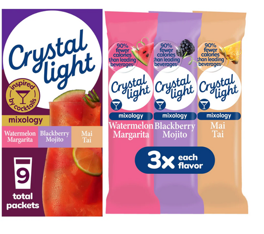Crystal Light Mixology Variety Pack Powdered Drink Mix, 9 Single Serve Packets, 1.4 Ounce