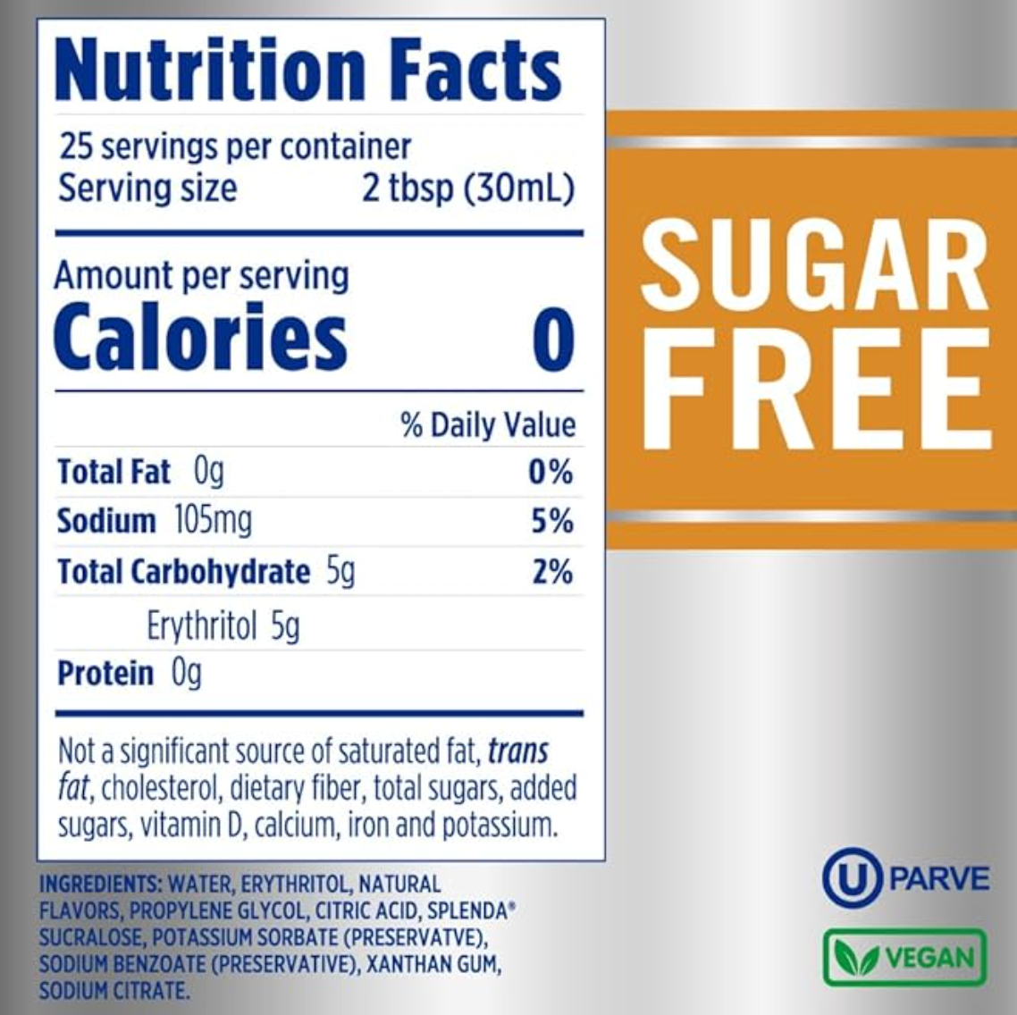 Splenda Coffee Syrup, Salted Caramel, Sugar Free, Flavored Liquid Syrups for Drinks, 750 ml Bottle