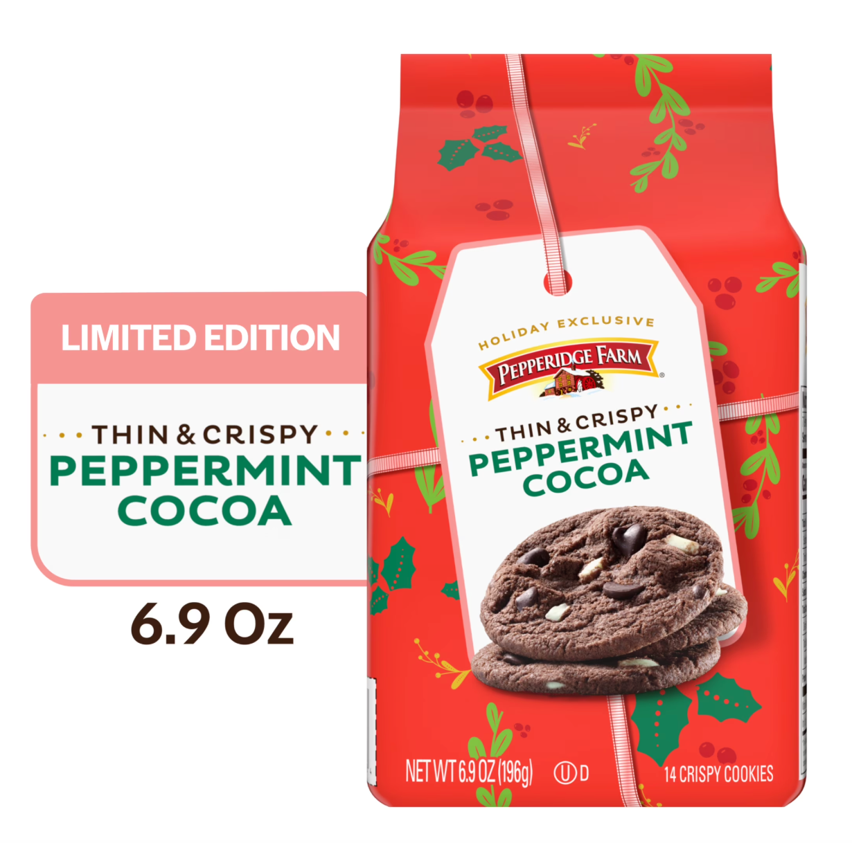 Pepperidge Farm Thin & Crispy Peppermint Cocoa Cookies, 6.9 oz Bag - expired 05/17/2026