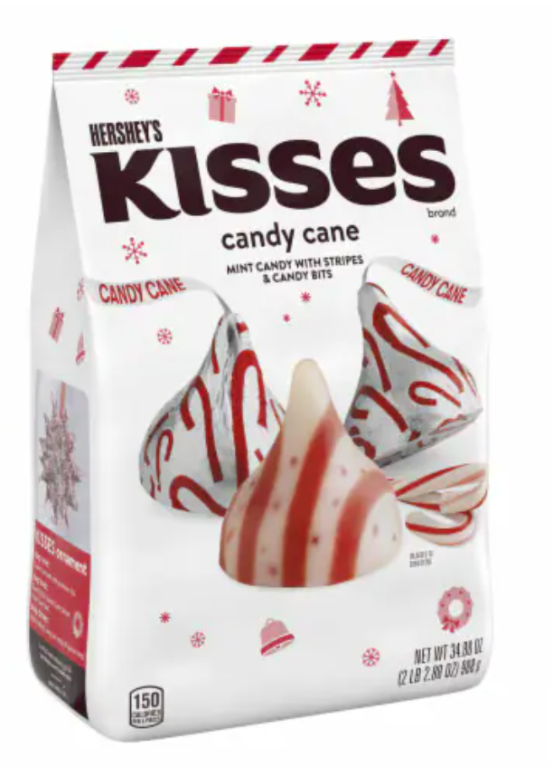 HERSHEY'S KISSES Candy Cane Flavored Christmas Candy Bulk Bag - expired 11/2025