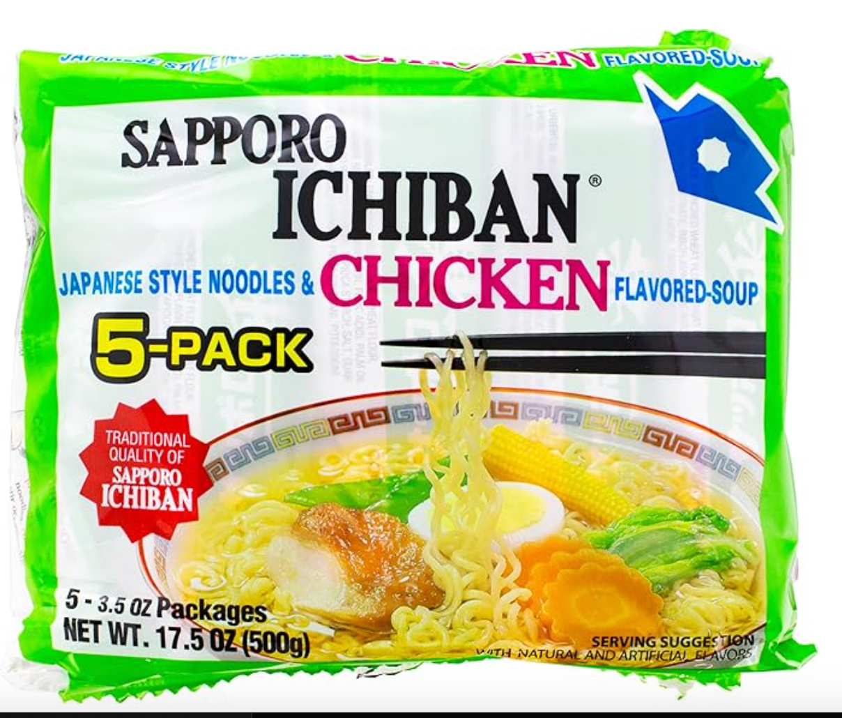Sapporo Ichiban Chicken Flavored Noodle Soup, 17.5 oz - expires October 2026