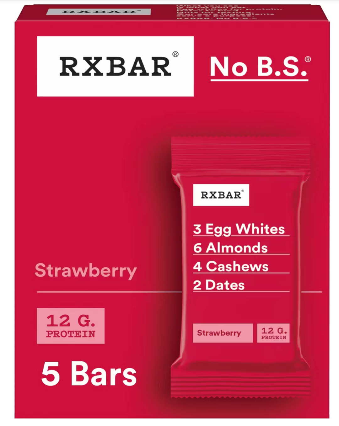RXBAR Strawberry Protein Bars - 9.1oz/5ct - expires June 19 2026