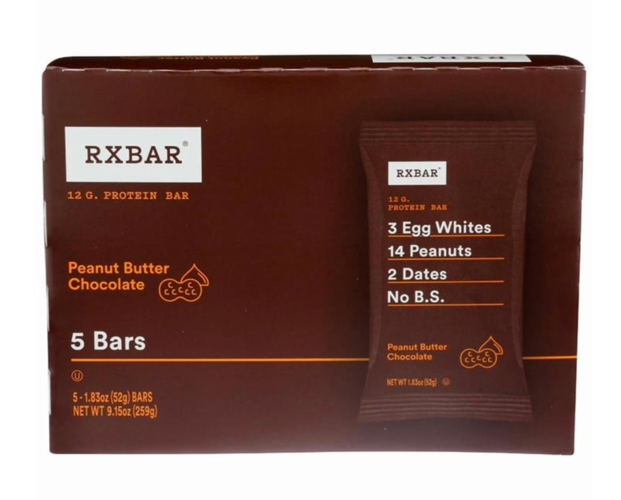RXBAR Peanut Butter Chcoate  Protein Bars - 5ct/9.1oz - expires June 30 2026