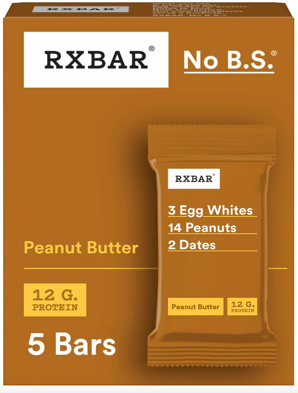 RXBAR Peanut Butter Protein Bars - 5ct/9.1oz - expires August 13 2026