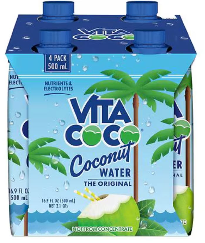 Vita Coco Original Coconut Water Pure, 4 pack, 16.9 oz, 4 pack