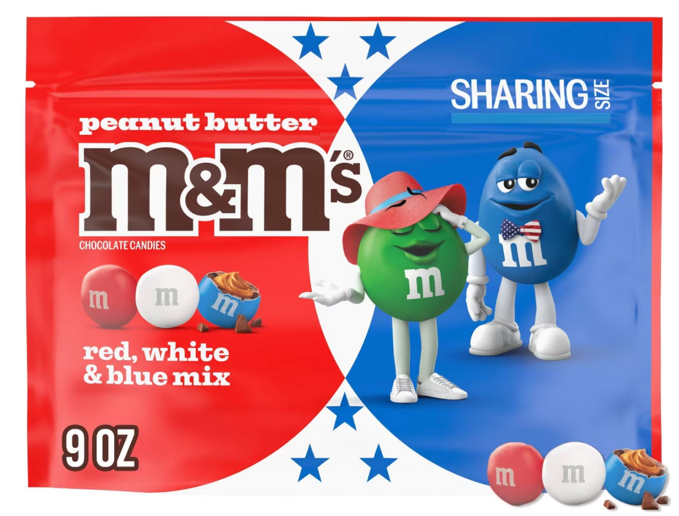 M&M's Peanut Butter Red White Blue Mix Chocolate Candies - 9oz