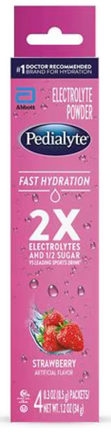 Pedialyte Fast Hydration Electrolyte Powder Strawberry, 0.3 oz, 4 pack