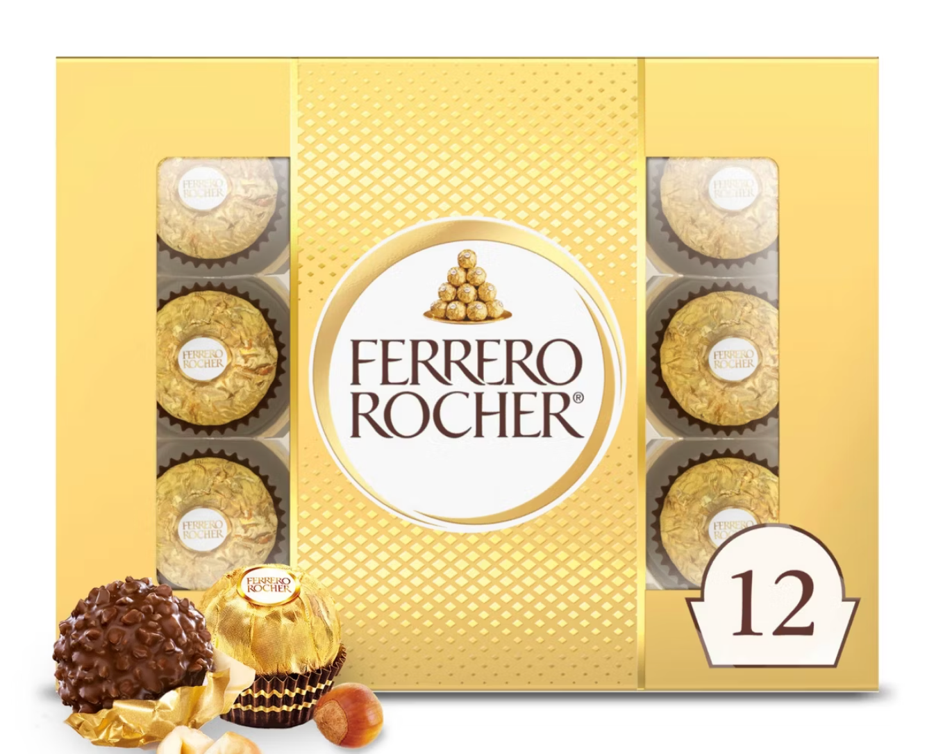 Ferrero Rocher Fine Hazelnut Chocolate Candy - 5.3oz/12ct