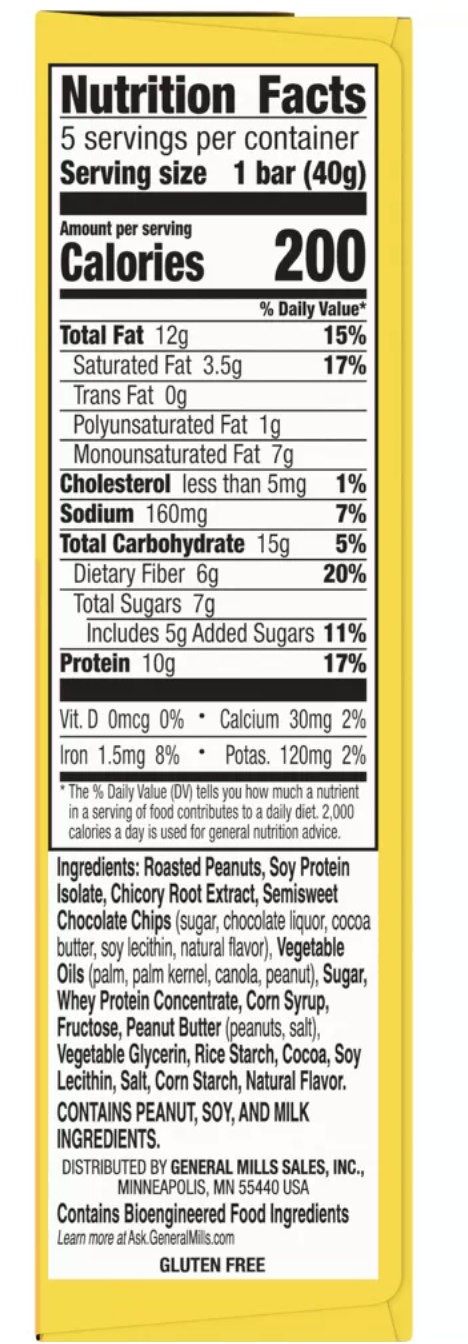 Nature Valley Peanut Butter Dark Chocolate Protein Chewy Bars - 5ct - expires Nov 29 2026