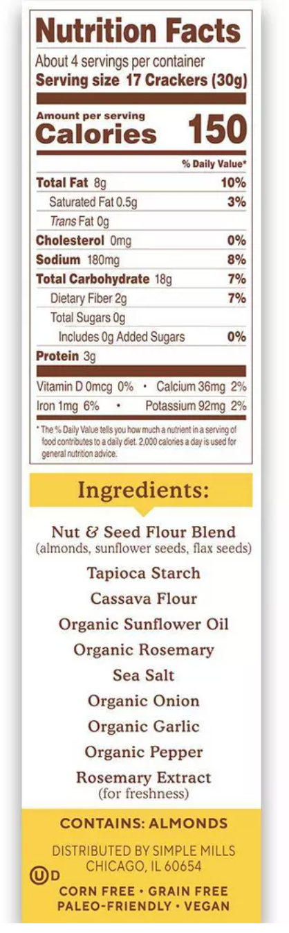 Simple Mills Rosemary - 4.25oz - expired June 04 2025