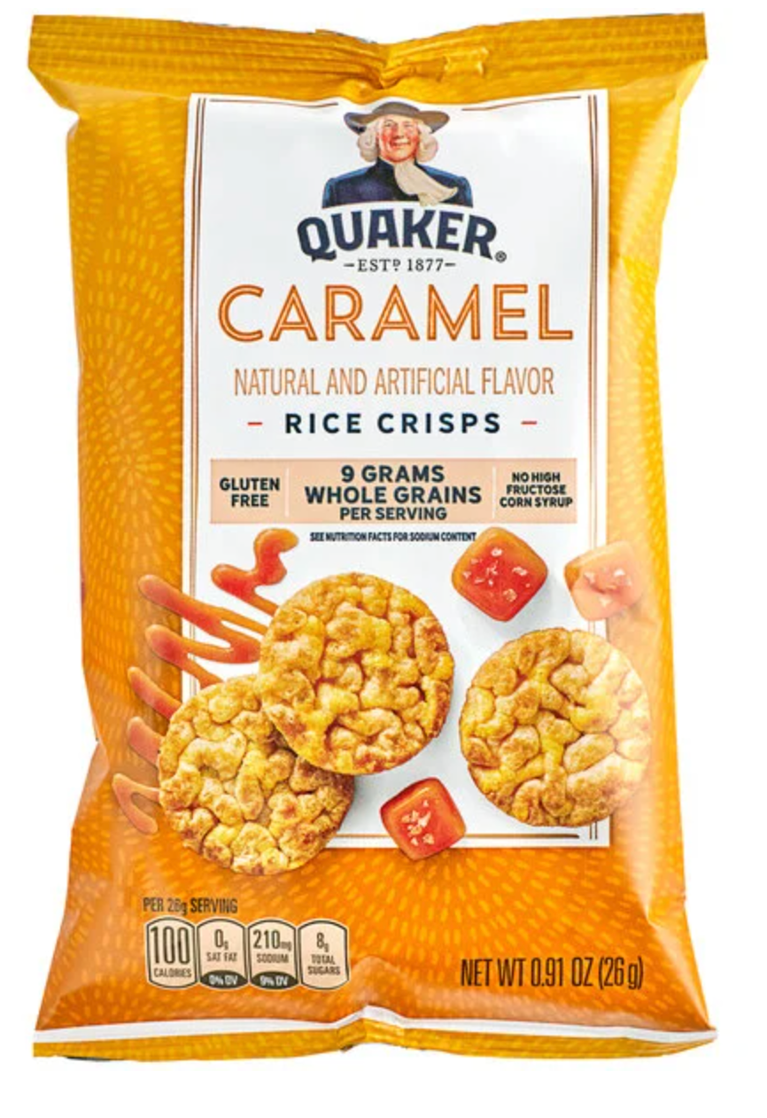 Quaker Caramel Corn Popped Rice Crisps 0.91 oz - expired May 03 2026