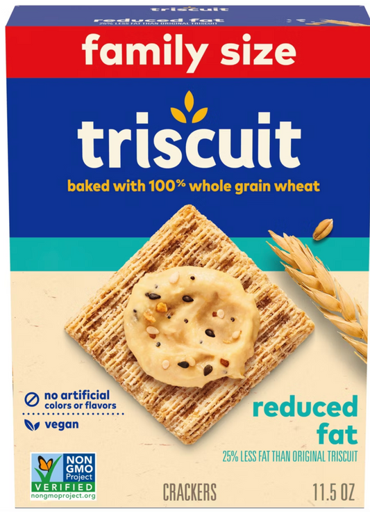 Triscuit Reduced Fat Whole Grain Wheat Vegan Lunch Snacks Crackers Family Size - 11.5oz  expired May 12 2026