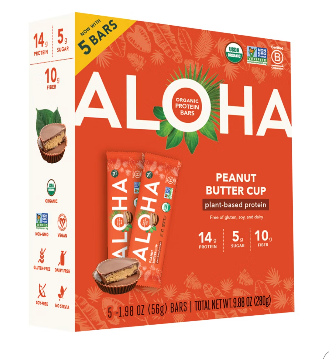 ALOHA Peanut Butter Cup Protein Bars - 9.88oz/5ct