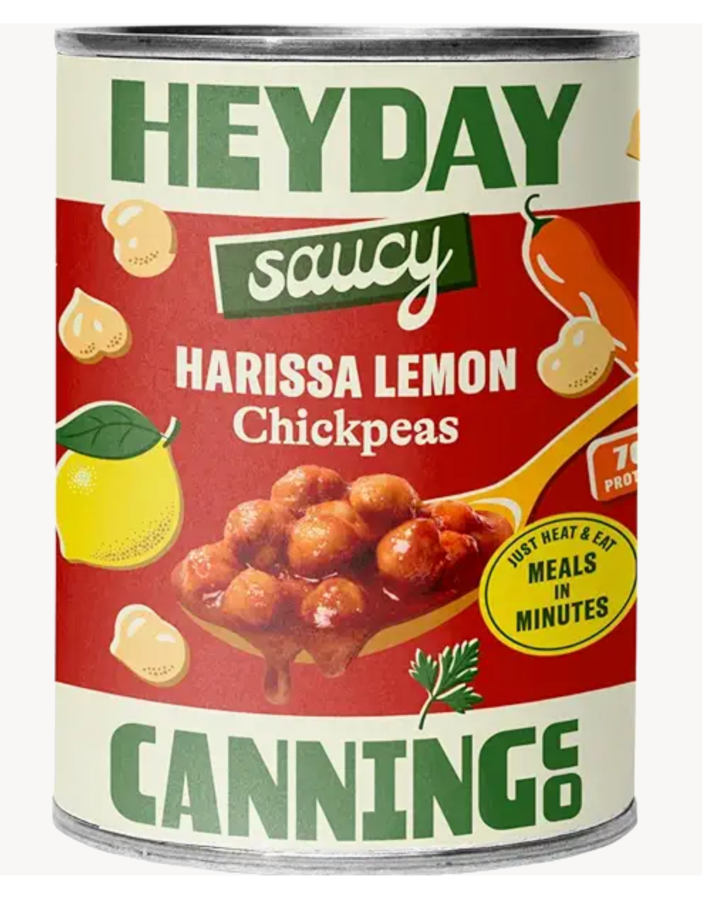 Heyday Canning Co Chickpeas Harissa Lemon, 15 Ounce