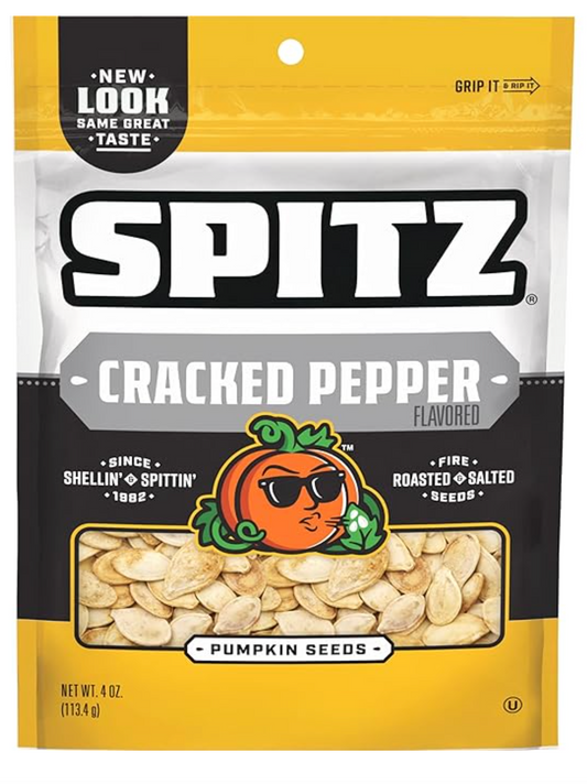 Spitz Pumpkin Seeds, Cracked Pepper, 4 Oz Snack Bag - expires June 30 2026