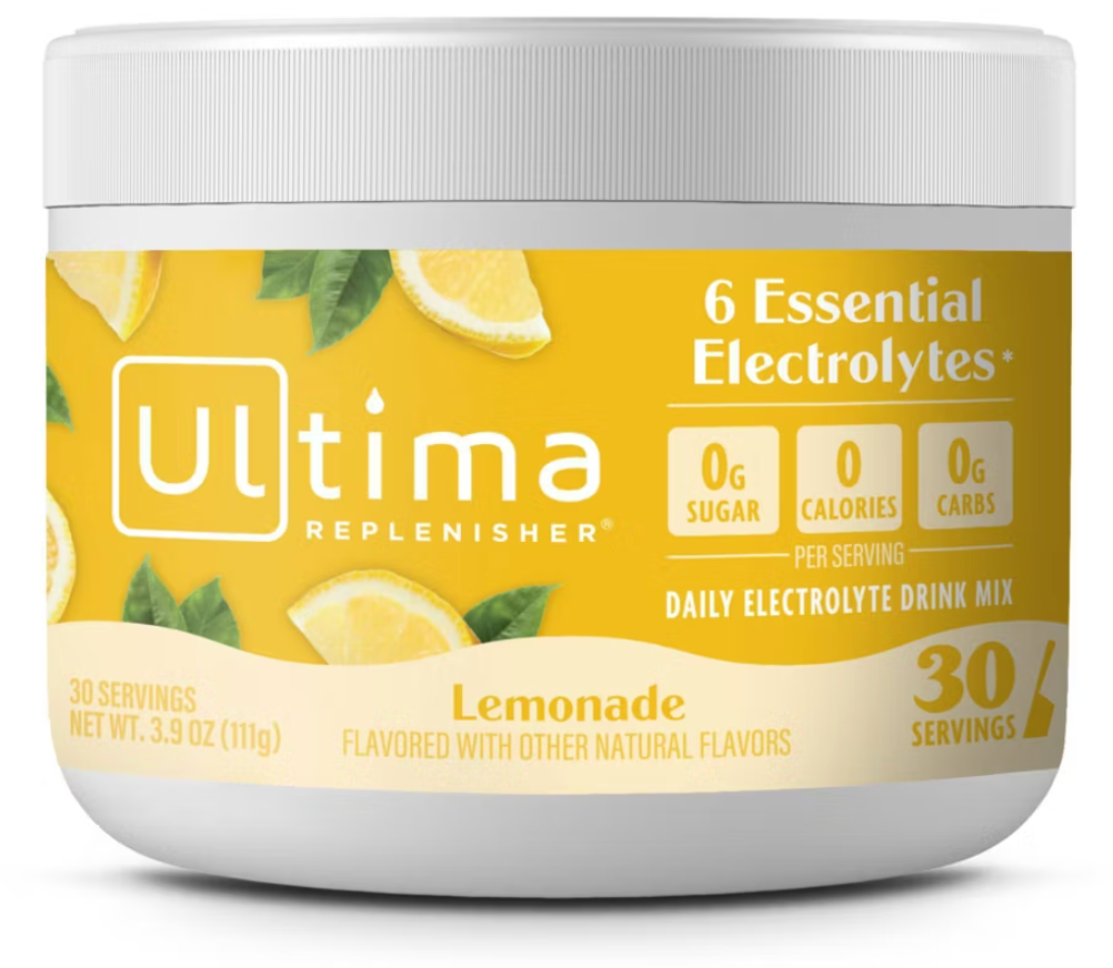 Ultima Replenisher Daily Hydration Electrolyte Drink Mix - Lemonade - 30 Servings - 3.9oz: Plant-Based, Vegan, Non-GMO Project Verified