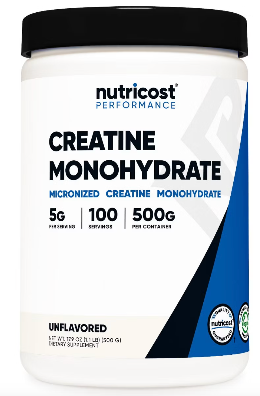 Nutricost Creatine Monohydrate Powder (500G) Unflavored - 5g of Micronized Creatine Monohydrate per Serving, 100 Serving - expires 10/2028s