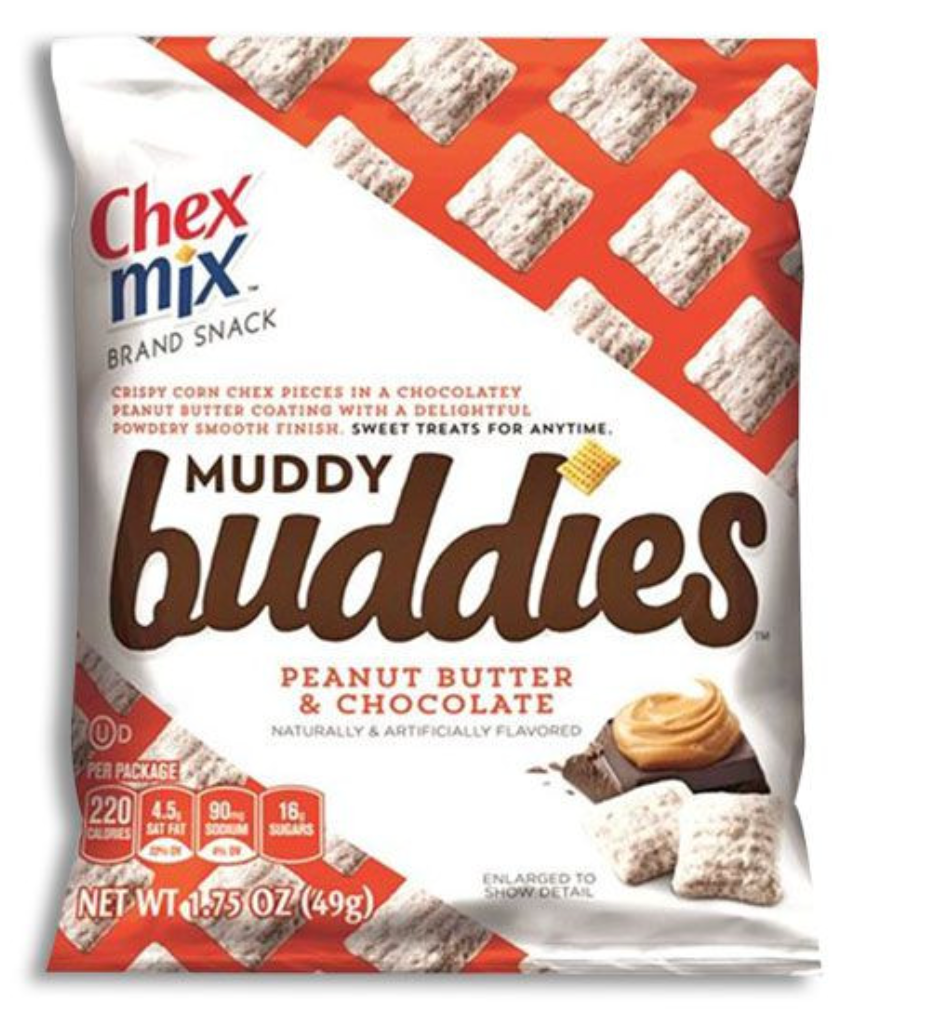 Chex Mix Snack Mix - Muddy Buddies - 1.75 Ounce Bags Chex Mix Chex Mix Snack Mix - Muddy Buddies - 1.75 Ounce Bag - expires June 26 2026