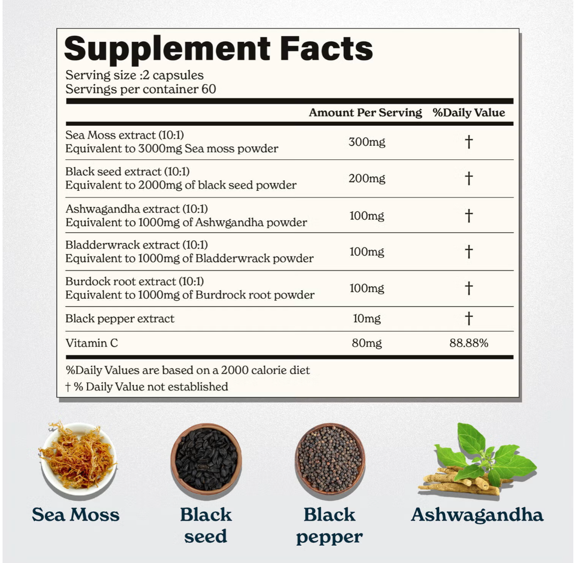 Sea Moss - 120 Capsules (60 Servings) - expires 07/2026