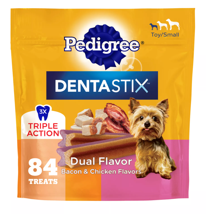 Pedigree® Dentastix Dual Flavor Small Breed Adult Dental Dog Treats - Bacon & Chicken - expires July 21 2026