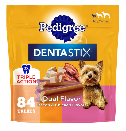 Pedigree® Dentastix Dual Flavor Small Breed Adult Dental Dog Treats - Bacon & Chicken - expires July 21 2026