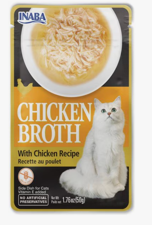 Inaba Chicken Broth Chicken Recipe Grain-Free Cat Food Topper, 50-g pouch