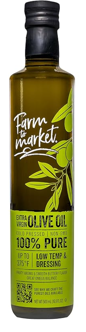 Farm To Market NGMO Cold Pressed 100% Pure Extra Virgin Olive Oil, Healthy, Chemical Free Oil Loaded with Healthy Antioxidants - expires June 11 2026