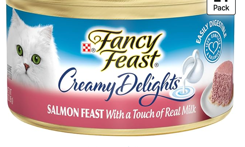 Purina Fancy Feast Pate Wet Cat Food, Creamy Delights Salmon Feast With a Touch of Real Milk 3 oz