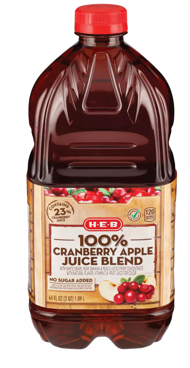 H‑E‑B 100% Cranberry Apple Juice Blend - expires Feb 2027