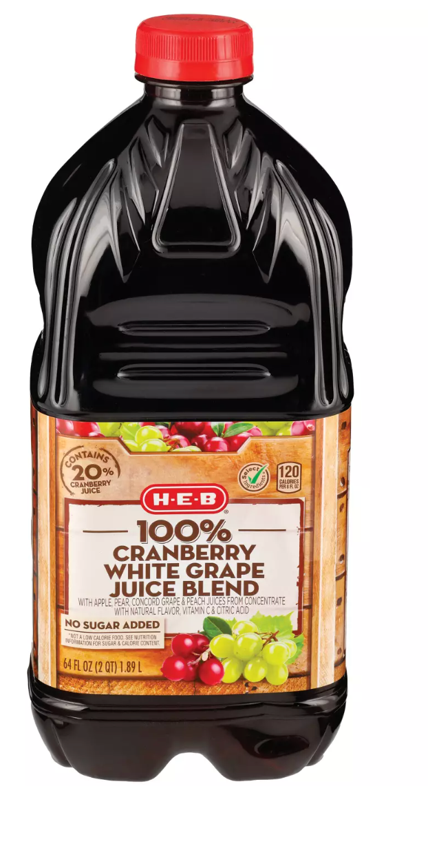 H‑E‑B 100% Cranberry White Grape Juice Blend - expires Jan 2027