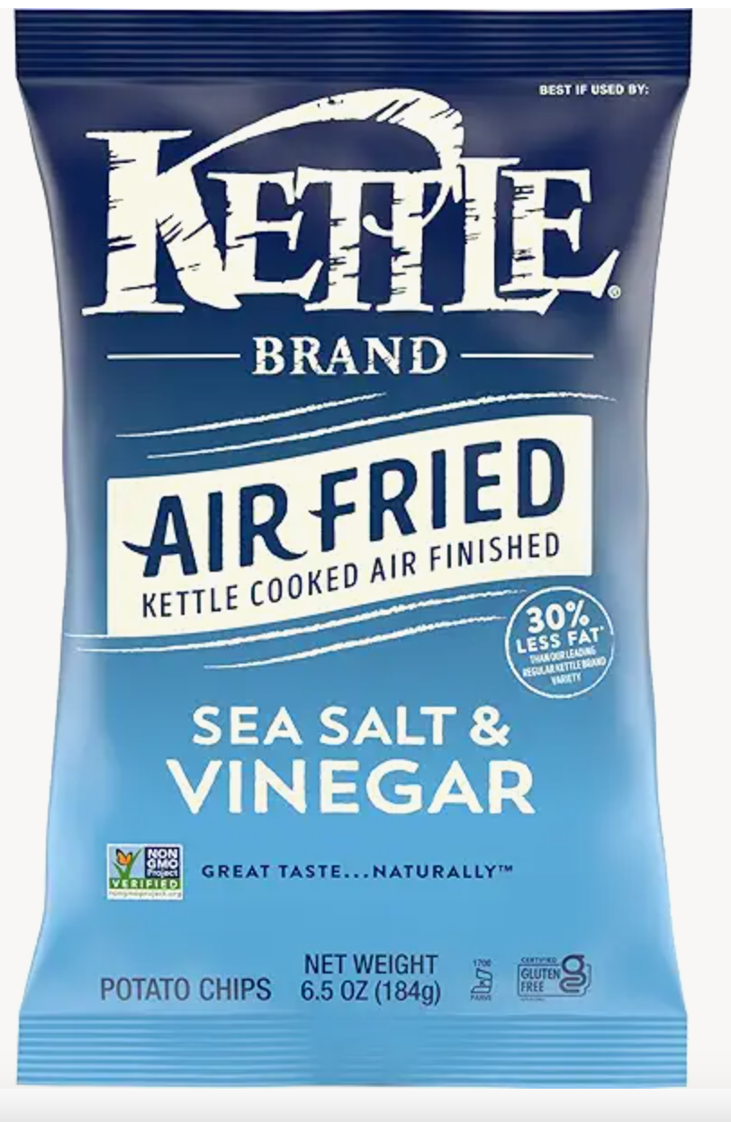 Kettle Brand Potato Chips, Air Fried Sea Salt & Vinegar Kettle Chips, 6.5 Oz Bag - expired June 06 2026