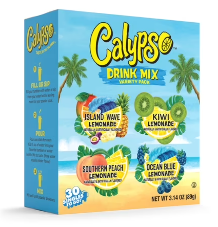 Calypso Lemonade Singles to Go Powdered Drink Mix Variety Pack, 30 Count Packets - Expires Feb 2028