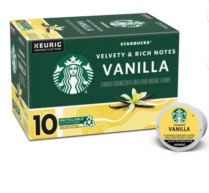 Starbucks Flavored K-Cup Coffee Pods — Vanilla For Keurig Brewers — 1 Box (10 Pods) - expired June 08 2026