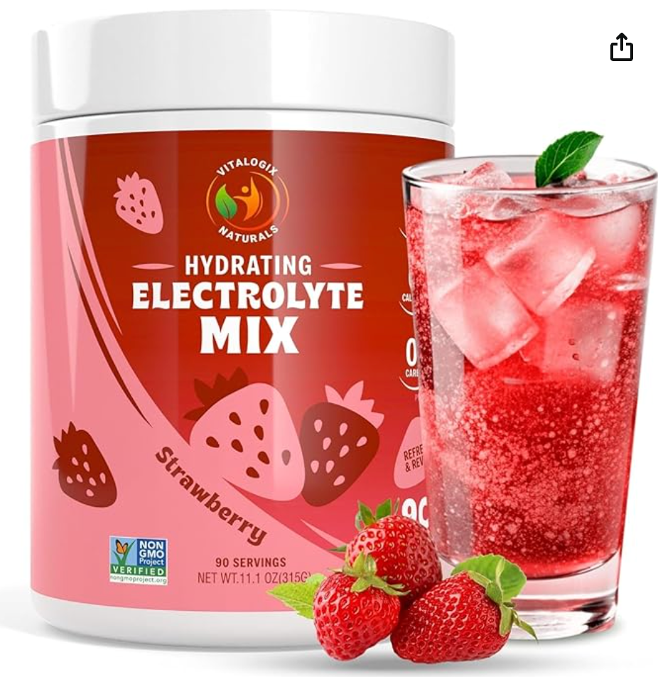 Electrolyte Powder – Zero Sugar Hydration Mix | 90 Servings | Keto, Vegan, Gluten-Free | Natural Electrolytes for Muscle Recovery, Energy & Immune Support | Strawberry Flavor - expired April 2026