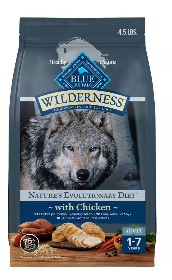 Blue Buffalo Wilderness High Protein Adult Dry Dog Food - Chicken, With Grain - expired May 22 2026