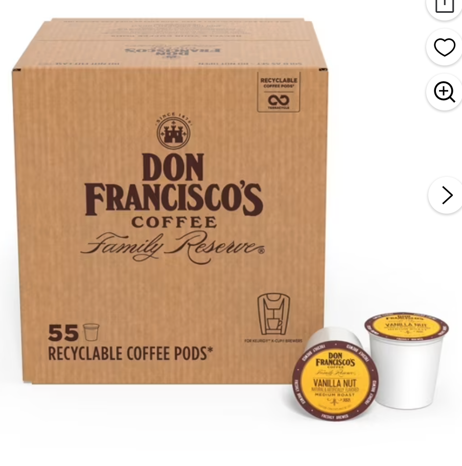 Don Francisco's Vanilla Nut Medium Roast Coffee Pods - 55 K Cups Compatible with Keurig Brewers - 100% Arabica Single Serve - Smooth, Rich Flavor and Nutty Notes - expired Apr 30 2026