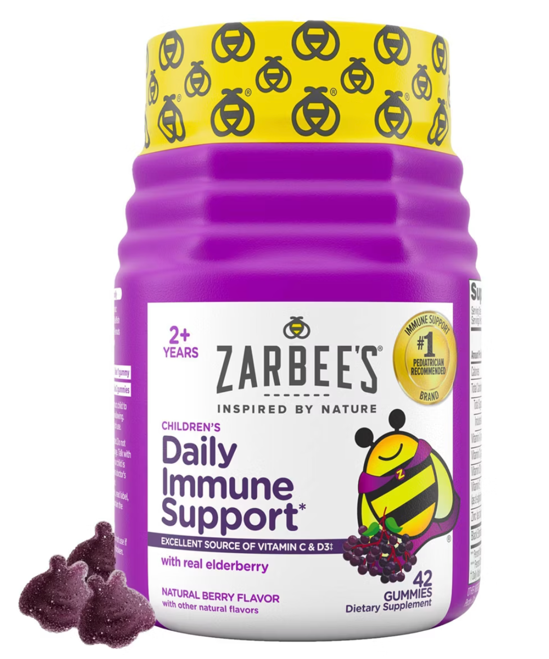 Zarbee's Kid's Daily Immune Support Gummies with Real Elderberry - Berry Flavor - 42ct - expires 06/2027
